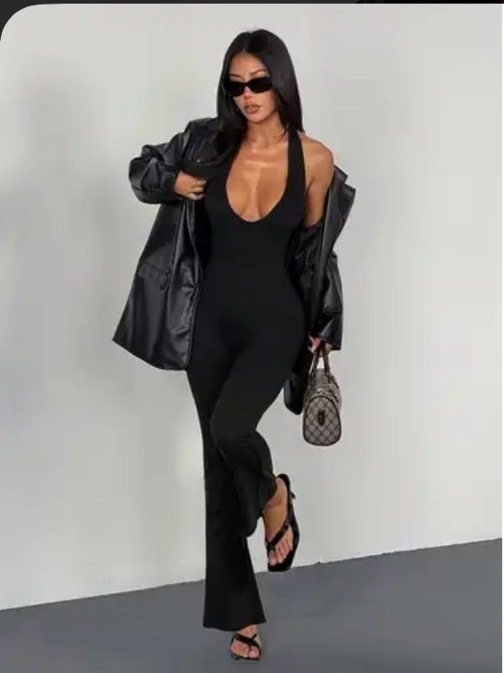 Sleek Black Halter Jumpsuit for Women
